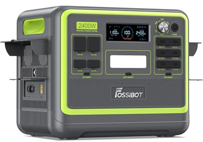 FOSSiBOT F2400 Estacion de Energia Portatil, Batería LiFePO4 de 2048Wh, Carga del 80% en 1,5 Horas, Salida de 2400W CA (4800W Pico), Generador Solar Portatil para Camping, Viajes