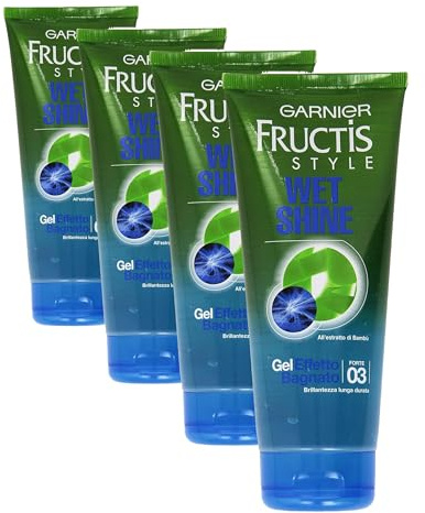 FRUCTIS Gel tubo wet shine 3 forte 200 ml. - Gel para el Cabello (Paquete de 4)