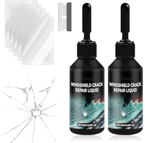 Cracked Windshield Repair Kit for Chips and Cracks, 2 Stück Car Windshield Crack Repair Steinschlag Reparaturset Windschutzscheibe, Glass Repair Liquid for Cracks Chips