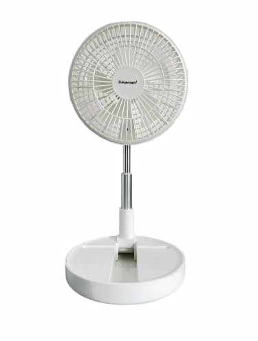 A2Z 8 Inch USB AC DC Foldable Desk Fan Portable White Cooling Fan.