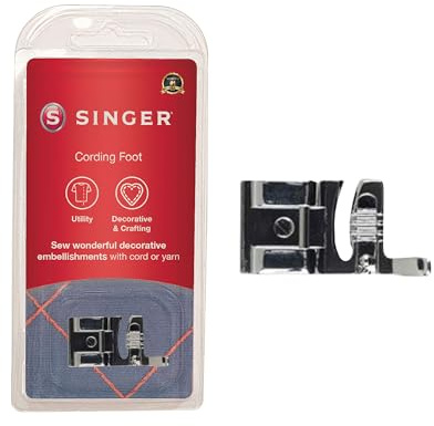 SINGER Cording Presser Foot | Decorative Stitching & Surface Embellishments | Works with Cords, Braids, Floss & Yarn | 3-Hole Guide for Creative Stitching