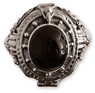 Silber-Giftring mit Onyx (R166O), Ringgrösse:62