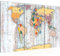 Runa Art Wandbilder Weltkarte Holz Bild XXL Büro Wohnzimmer Weiss Landkarte 120 x 80 cm 3 Teilig 108731b
