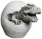gartendekoparadies.de Dinosaurier schlüpft aus dem Ei Motiv I, Steinfigur, H. 19 cm, 7 kg, Grau, frostsicher aus Steinguss für Außenbereich