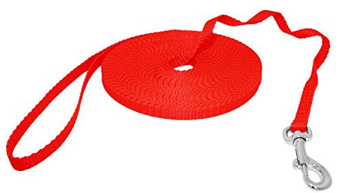 Hunde Design Mini Schleppleine Feldleine Ausbildungsleine Suchleine (50m, Rot)