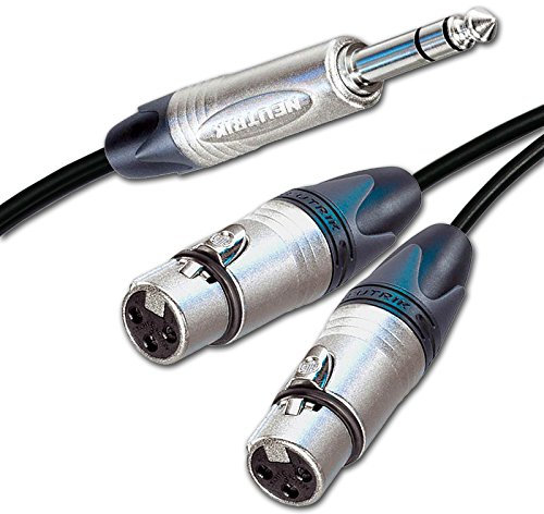 Neutrik TRS Jack Split to 2x Dual Female XLR Leads. Balanced Duplicator Cable (5m)