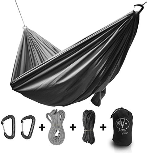 Outdoor Vitals Ultraleichte Hängematte mit Aufhängung, Whoopie Sling Suspension, Baumgurte und Tragetasche, anthrazit, Single Plus