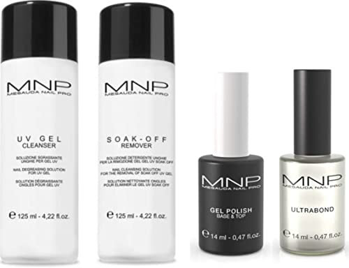 MESAUDA KIT SEMIPERMANENTE UNGHIE SMALTO GEL POLISH RIMOZIONE RAPIDA | BASE & TOP ULTRABOND + SOAK OFF REMOVER + CLEANSER SOLUZIONE SGRASSANTE + OMAGGIO SEMIPERMANENTE 10 Ml