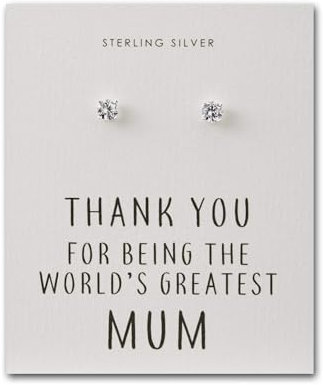 Philip Jones Sterling Silver World's Greatest Mum Crystal Earrings