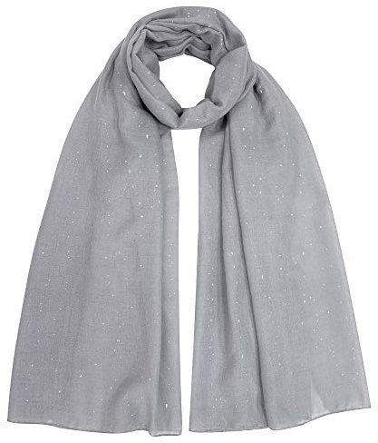 Lina & Lily Mini Schimmer Glitzer Einfarbig Damen Schal Kopf Wrap Hijab, #5 Silber, 180cm x 95cm