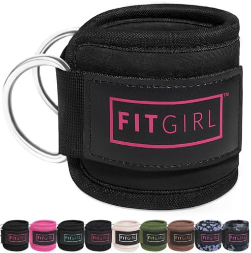 FITGIRL - The Best Ankle Strap for Cable Machines and Resistance Bands, Work Out Cuff Attachment for Home & Gym, Booty Workouts - Kickbacks, Leg Extensions, Hip Abductors, For Women Only (Black,