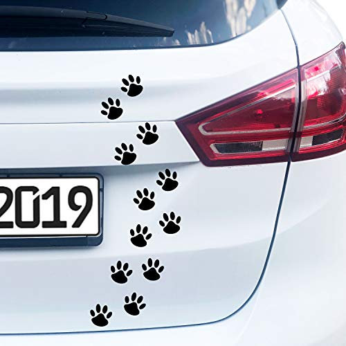 Autoaufkleber Pfoten – wetterfest & rückstandslos entfernbar – Handmade in Deutschland – Hunde- oder Katzenmotiv – 5x5 cm – 12 Stück - (Schwarz, V1 Hundepfoten)
