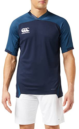 Canterbury Men's VapoDri Evader Hooped Rugby Jersey | VapoDri Technology | Pro Athletic Fit | Durable Technical Rugby Jersey, Navy, S