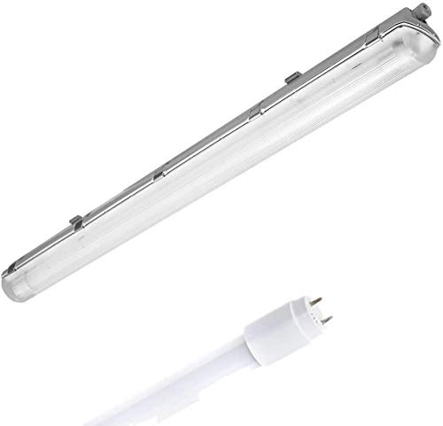 ELG Leuchten LED Feuchtraumleuchte 15,6 W 4000K Neutralweiß 2500lm | Hochwertige Glas Röhre, IP66, Keller, Werkstatt, Halle, Nassraum