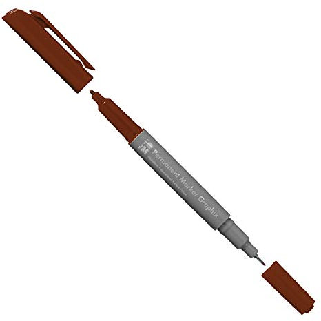 Marabu Marqueur permanent Graphix cacao, double pointe 1-2 mm et 0,5 mm, couleurs brillantes, séchage rapide, encre à base d'alcool, faible odeur et imperméable, Plastique, 1 stück (1er Pack)