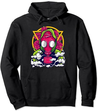 Gasmaske & Rosenblüte Pullover Hoodie