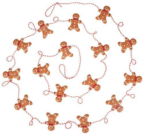 9 Foot Mini Gingerbread Man Christmas Garland | Cute Small 2 Inch Claydough Men Tree Garland | Cookie Candy Theme Trees | Christmas Decorations For Indoor Use