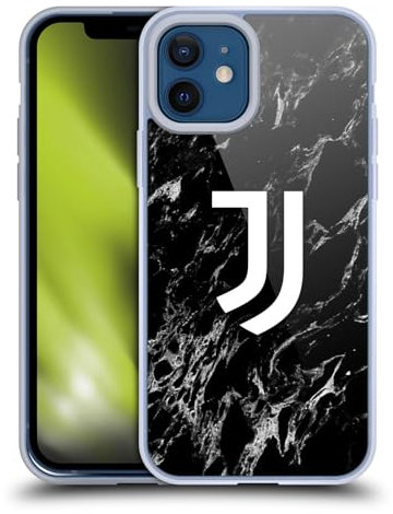 Head Case Designs Offizielle Juventus Football Club Schwarz Marmor Soft Gel Handyhülle Hülle kompatibel mit Apple iPhone 12 / iPhone 12 Pro