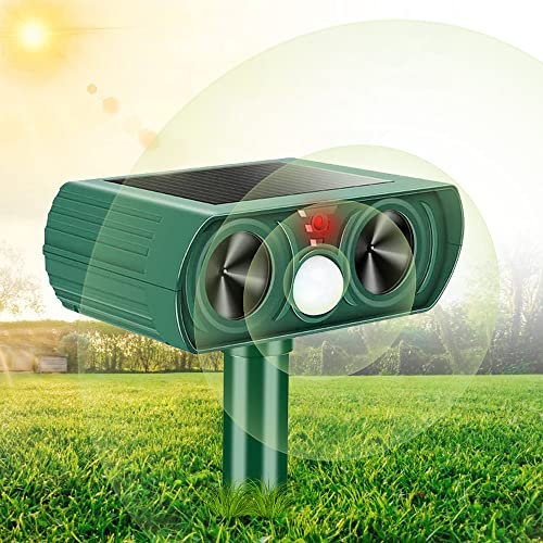 KOEPUO Fox Repellent Ultrasonic Cat Scarers for Gardens Waterproof Cat Deterrents Solar Animal Repeller Outdoor for Farm Yard Camping Dogs Birds Squirrels Rodent Upgraded