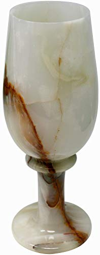 UDIG 1 Stück Weinglas/Kelch aus dem Halbedelstein Onyx Marmor, 20 cm Handarbeit Naturstein
