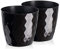 Lot de 2 pots à fleurs/plantes, légers, brillants et décoratifs, en plastique, forme ronde moderne, pour l’intérieur (14 cm, noir)