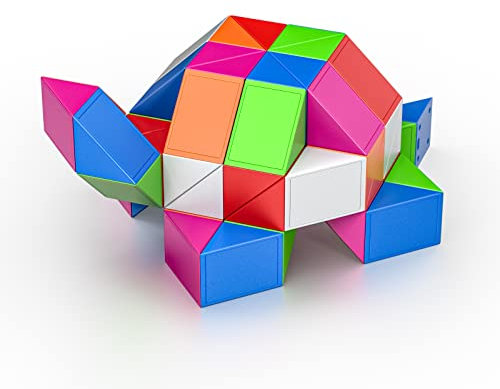 ROXENDA Magic Snake mit 60 Blöcke, Magische Schlange Würfel Twist Puzzle - 3D Fidget Knobelspiele Mitgebsel Kindergeburtstag für Kinder Erwachsene - 1 Pack (Mehrfarbig)