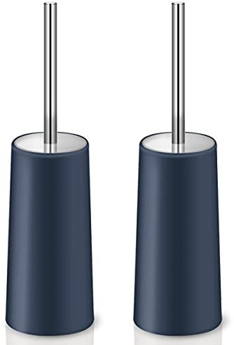 IXO Toilet Brush and Holder, 2 Pack Toilet Brush with 304 Stainless Steel Long Handle, Toilet Bowl Brush for Bathroom Toilet-Ergonomic, Elegant,Durable (Blue)