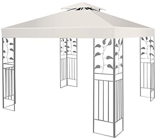 GIANTEX Toile de Toit de Rechange 3 x 3 M Imperméable, Tonnelle de Jardin Anti-UV Facile à Installer, pour Jardin, Plage, Parc, 2 Niveau, Beige