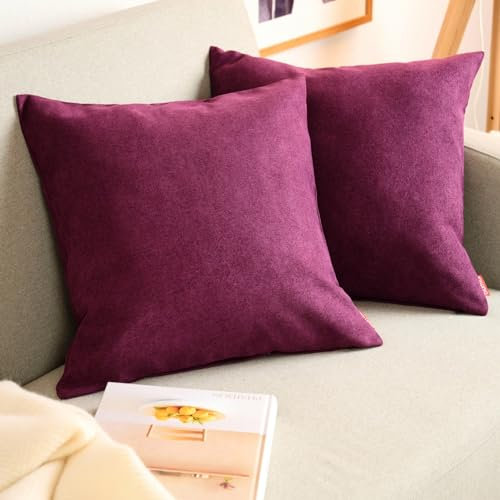 Blumtal 2er Set Kissenbezug 40x60 violett - kuschelige Chenille Kissenbezüge mit verstecktem Reißverschluss, Oekotex Zertifizierte Kissenhülle für Deko-Kissen Sofakissen Polster & Zierkissen