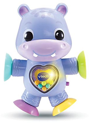VTech - Théo, Mon Hippo Pirouette, Hochet à Ventouses pour Table et Chaise Haute, Jouet d'Éveil Interactif et Musical, Cadeau de Naissance Bébé Dès 3 Mois - Contenu en Français