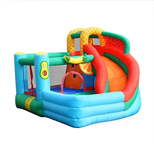 AIYIFUTY 3 in 1 Children Bouncy Castle Slides & Trampoline Design Inflatable Bouncy House with Blower Carrybag for Kids, 2.9 x 2.7 x 2.15m