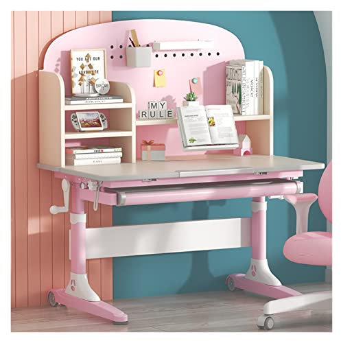 TOMYEUS Schreibtisch Studienschreibtisch Kindertuch Studierende Schreibtisch Schreibtisch Student Home Schreibtisch Studierende Schreibtisch Schreibtisch Mit Regal (Color : Pink)