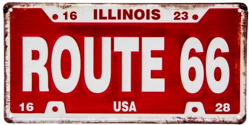 Retro Nummernschild - Route 66 - Illinois - USA Vintage Auto Motorway Deko Schild, Blechschild, 30 x 15 cm