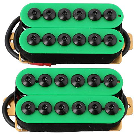 Juwaacoo 2 x Doppelspule E-Gitarre Humbucker Bridge & Neck Keramik Magnet Invader Punk Grün