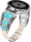 Minyee Lederarmband, kompatibel mit Samsung Galaxy Watch 7/6/5/4/FE/Active 2 40 mm, 44 mm/Watch 6 Classic 43 mm/47 mm/Watch 5 Pro 45 mm, für Damen, Western-Türkis, Boho, Vintage-Schmuck, 20 mm