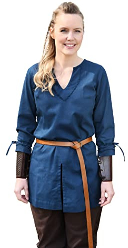 Battle-Merchant Mittelalter Tunika Ylva, Schildmaid, Frauen | Tailliertes frühmittelalter Hemd aus Baumwolle, Wikinger, Mittelalter, Pirat, LARP & Fantasy Cosplay