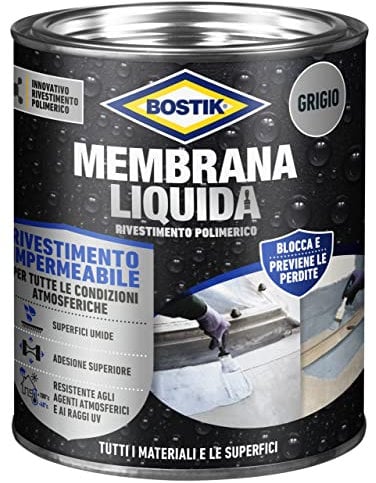 Bostik Membrana Liquida Rivestimento Polimerico impermeabilizzante elastico Grigio Latta 1kg