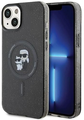 Karl Lagerfeld KLHMP15SHGKCNOK Hülle für iPhone 15 6.1 Schwarz hardcase Karl&Choupette Glitter