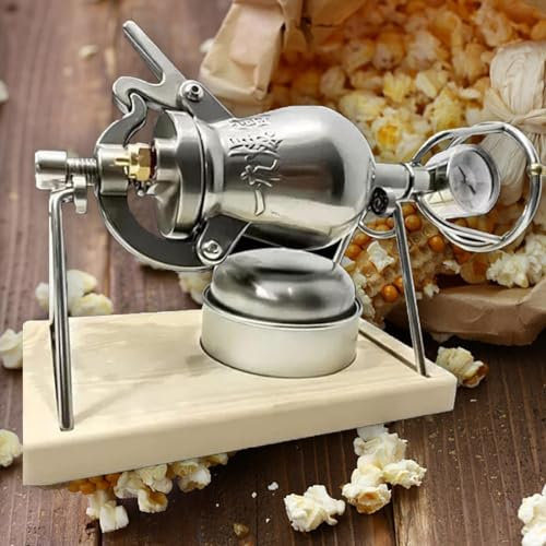 KODDS Handkurbel-Popcorn-Popper, Mini-Edelstahl-Gasheizung, langsamer Boost, Hochdruck-Popcorn-Maschine, für Familientreffen, Partyspaß, Popcorn-Kanone