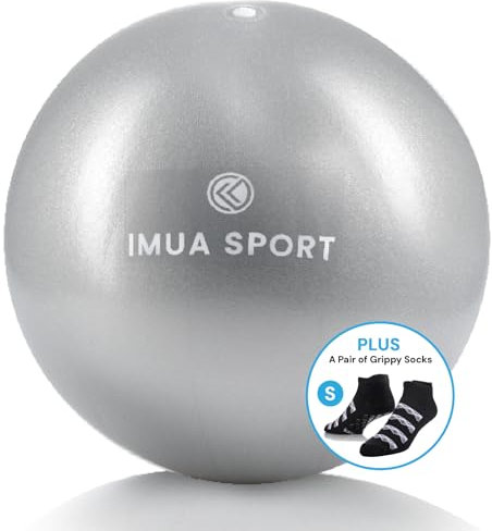 Imua Sport Barre Ball mit griffigen Socken (S) – 22,9 cm kleiner Gymnastikball für Barre, Yoga, Pilates und mehr – Trainingsanleitung enthalten