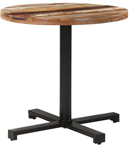 ZQQLVOO Esszimmertisch Kitchen Table Konferenztisch Lounge Bartisch Bistrotisch Rund Ø80x75 cm Altholz Massiv
