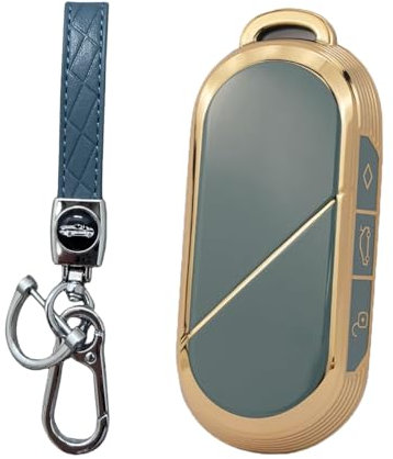 MEDZUK Coque Clé Compatible avec Mini Countryman U25 2024-2025 2026 Coque de Protection pour clé de Voiture TPU, Accessoire Étui pour Clés avec Porte-clés (Gris-bleu)