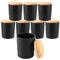 MUXHEL Lot de 8 bocaux en verre épais avec couvercle en bambou - Noir - 300 ml - Boîte à coton avec couvercle en bambou - Boîte de rangement pour cotons-tiges