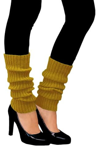 Oblique Unique® Sexy Damen Bein Stulpen Strümpfe für 80er Jahre 80s Motto Party Fasching Karneval Tanzen Aerobic Kostüm Accessoires (Dunkelgelb)