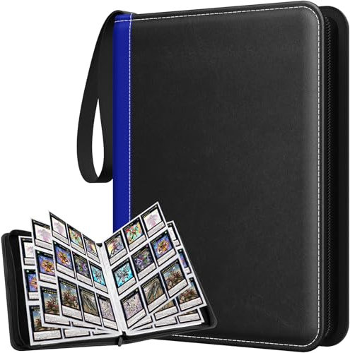 LANFROM Sammelkarten Album, 540 Taschen Sammelalbum für Karten mit 9 Seitlich, Wasserdicht Leder Reißverschluss Binder für Sammelkarten, MTG Karten Heft für Spielkarten, Sportkarten, Yugioh etc.