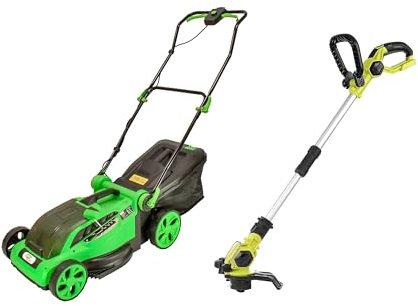 Green Tools Gartenset - Akku Rasenmäher 36V - 38cm Schnittbreite & Rasentrimmer 18V mit schwenkbarem Kopf und automatischer Fadenverlängerung (Inklusive Ladegerät & 2X 4Ah Akku)
