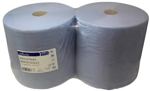 Industrial Wiper Rolls - 400M X 280MM - Blue - Flat Sheet 2PLY (2 Rolls)