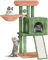 Kleiner Katzen Kratzbaum, Katzenbaum, Kletterturm, Katzenmöbel für Kleine Katzen, Kratzbäume Höhe 98.5 cm, Kletterbaum mit Plüschbällen, Höhle, Plattformen, Kratzpfosten, Katzenspielzeug, Grün