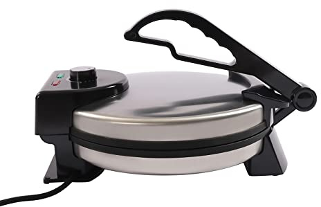 Tortillapress, elektrisk chapati platt bröd tortilla press tacos maker dubbelsidig non-stick-beläggning, lätt att rengöra, för att göra pannkakor