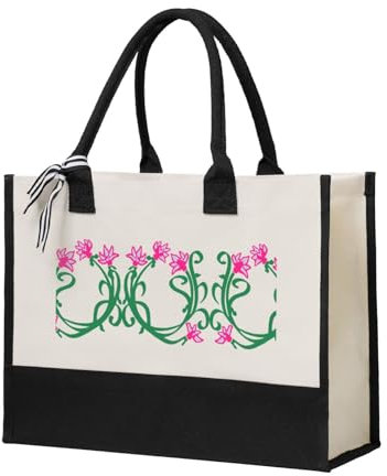 DUORHEV Lotus Flower Namaste Print Canvas Gift Shopping Bag Reusable Canvas Gift Shopping Bag, beige, Einheitsgröße